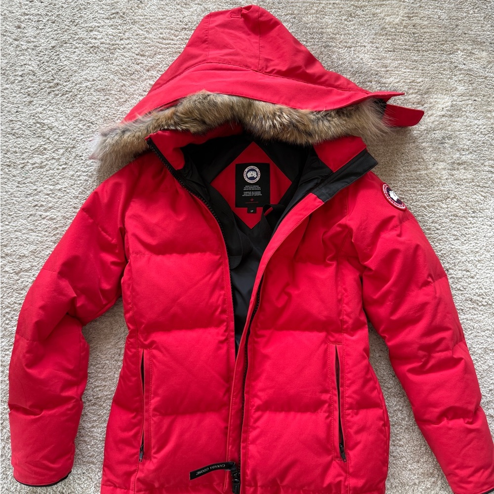 Canada Goose Red Parka with Removable Fur Trim Hood